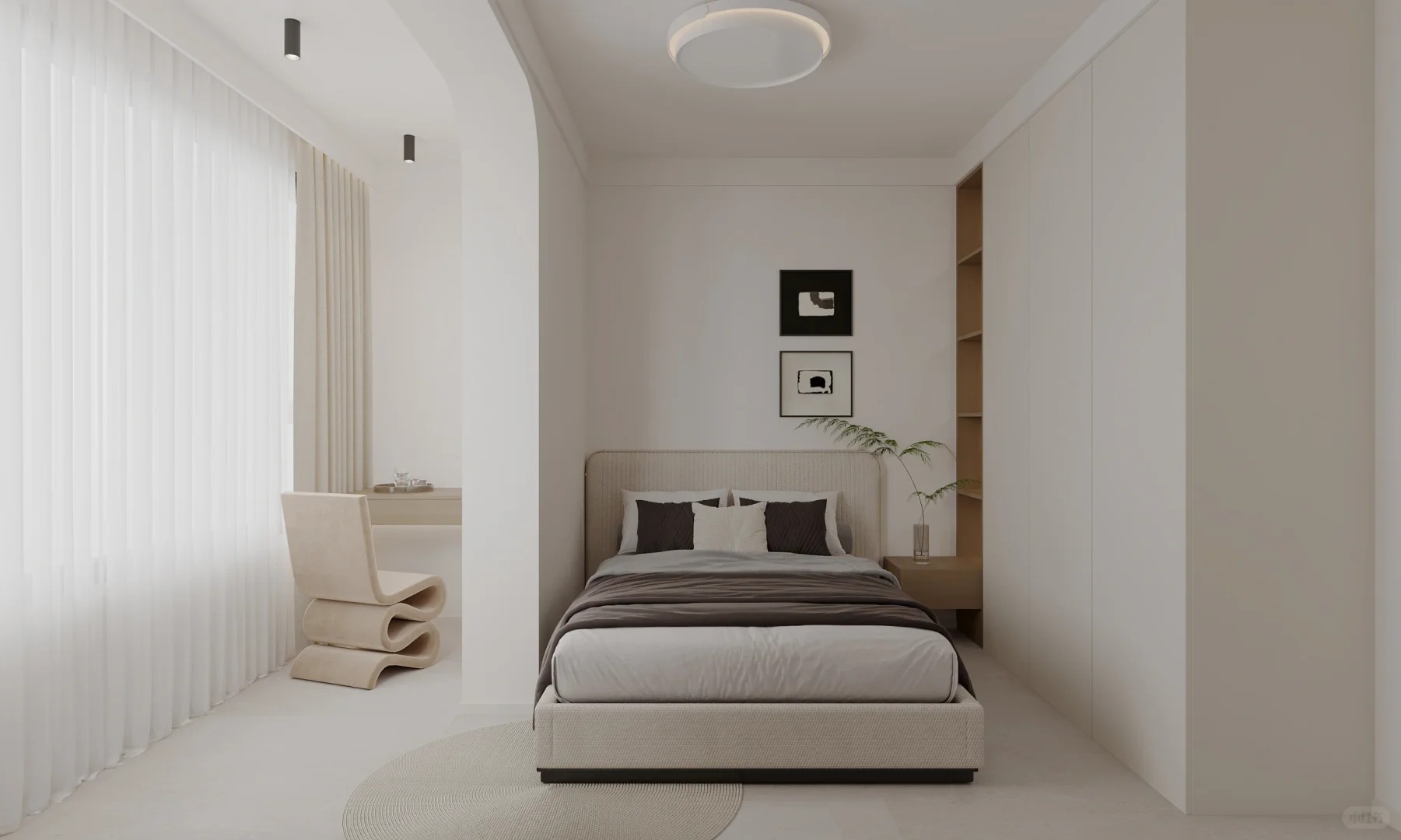 观音寺北里75㎡三居：拱形门点题的小户型改造 配图 5